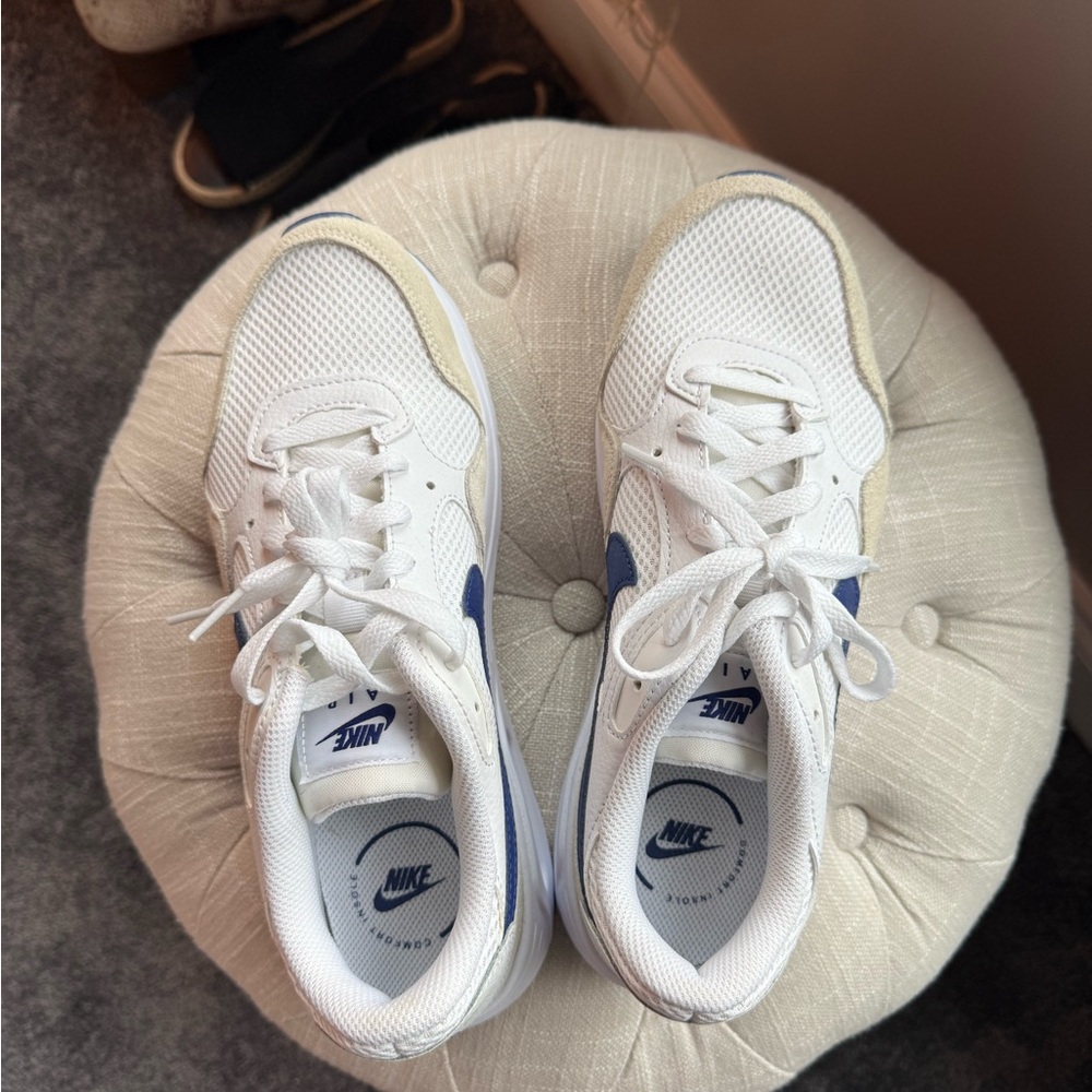 Nike White Mesh Sneakers with Blue Details